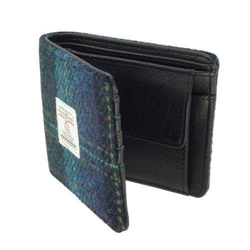 Harris Tweed Gents Wallet in Turquoise Overcheck