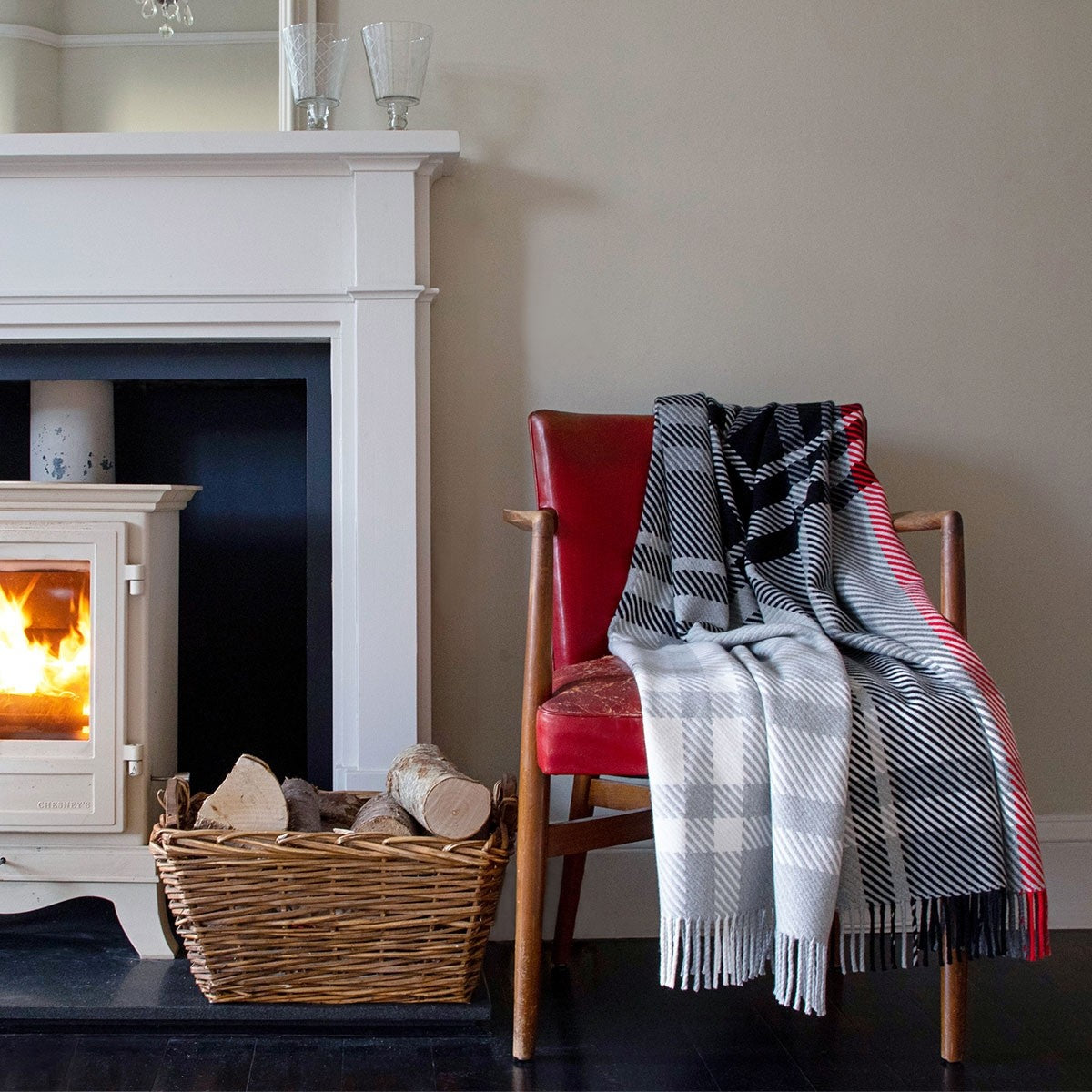 Darcy Graphite Tartan Superfine Wool Throw