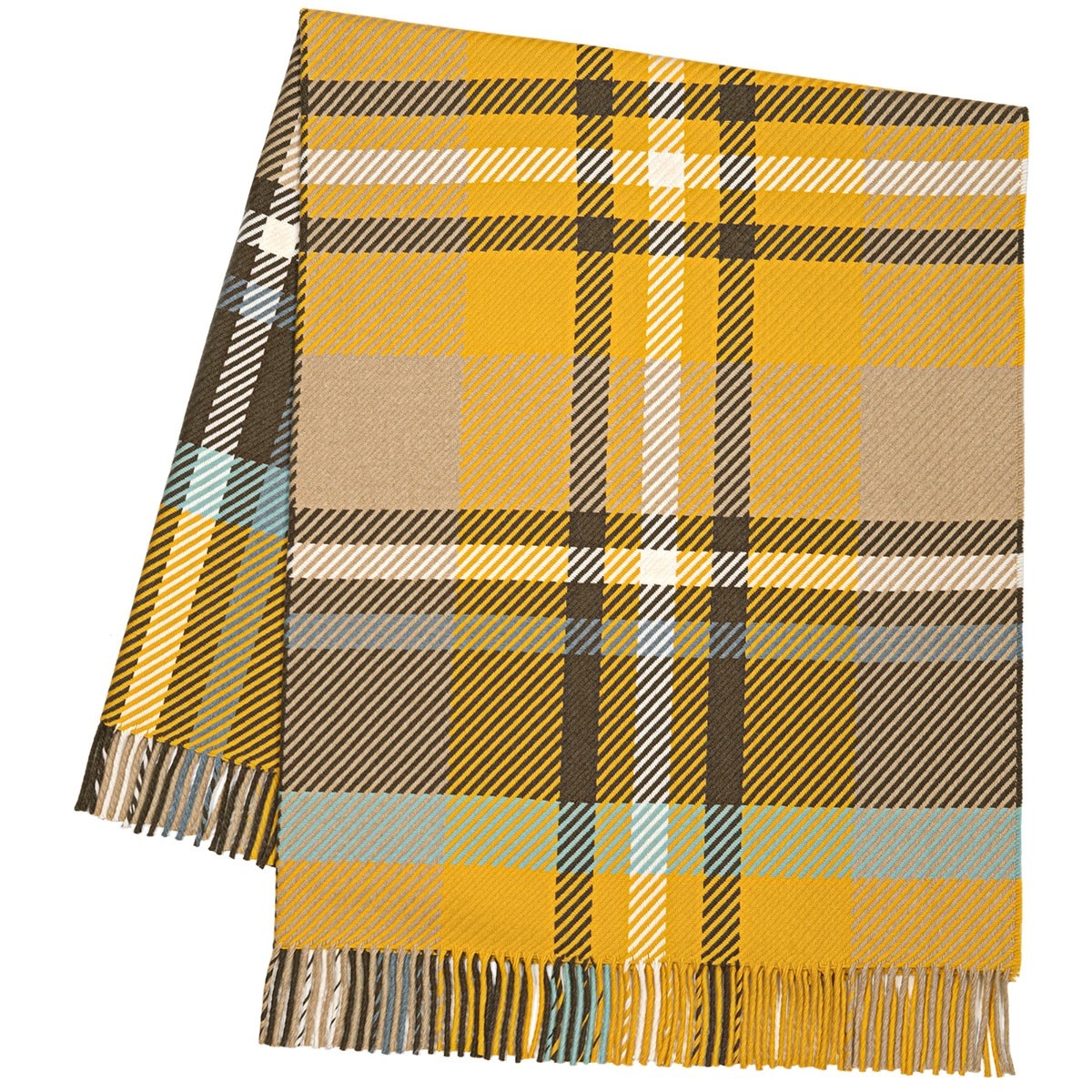 Darcy Stewart Ochre Tartan Superfine Wool Throw