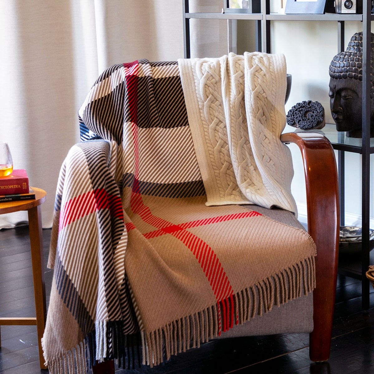 Darcy Thomson Camel Tartan Superfine Wool Throw