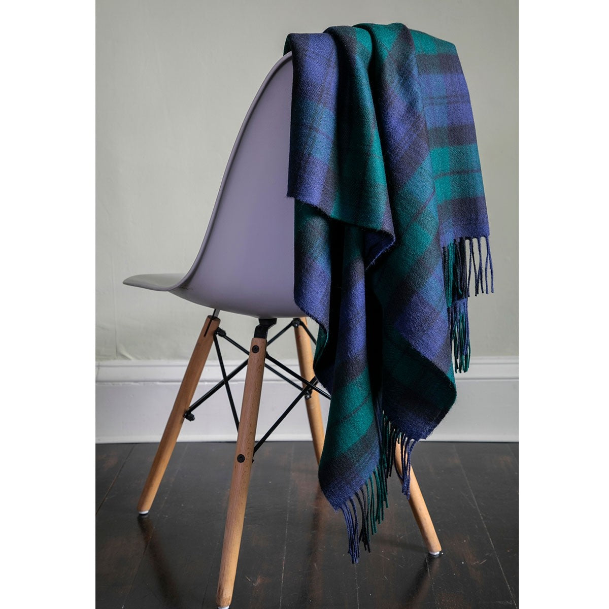 Black Watch Modern Tartan Lambswool Blanket
