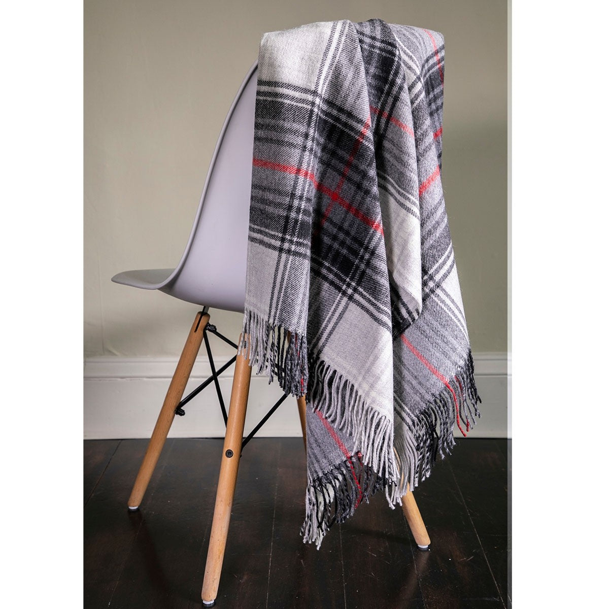 Graphite Tartan Lambswool Blanket