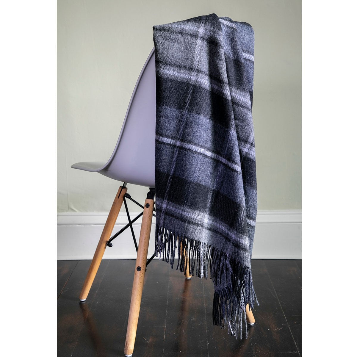 MacRae Hunting Grey Tartan Lambswool Blanket