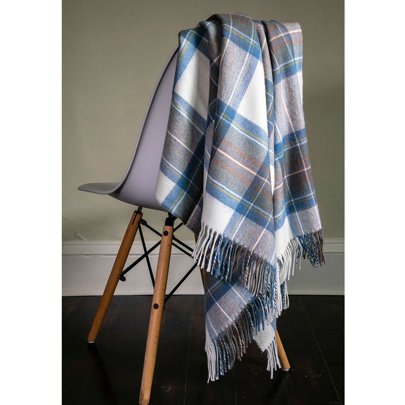 Stewart Blue Dress Tartan Lambswool Blanket