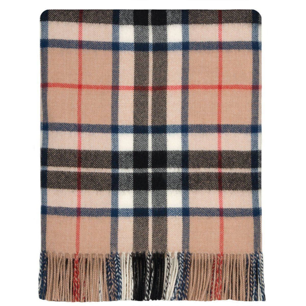 Thomson Camel Tartan Lambswool Blanket