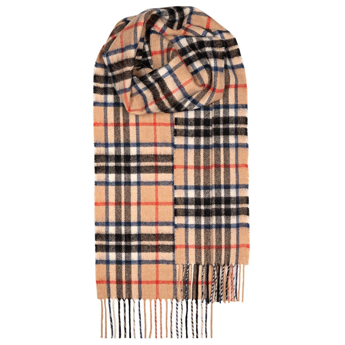 Thomson Camel Tartan Lambswool Scarf