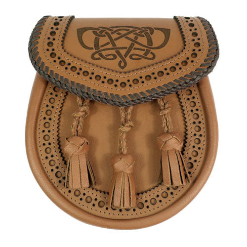Brogued and Hand Bound Day Sporran (Tasselled)