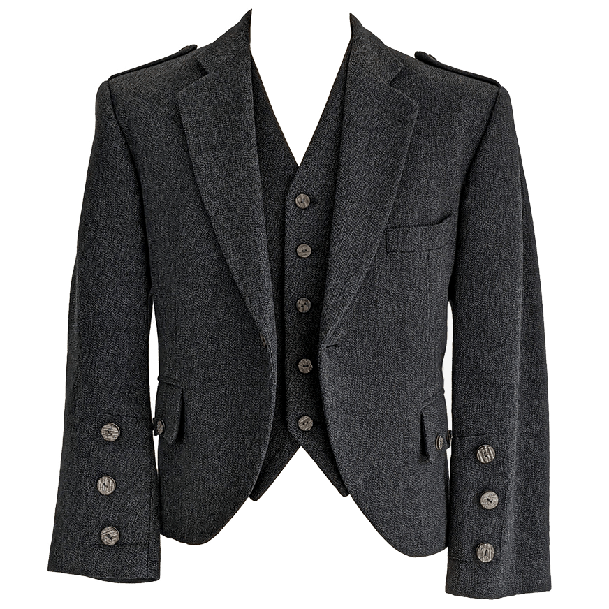 Charcoal Grey Tweed Jacket & Waistcoat