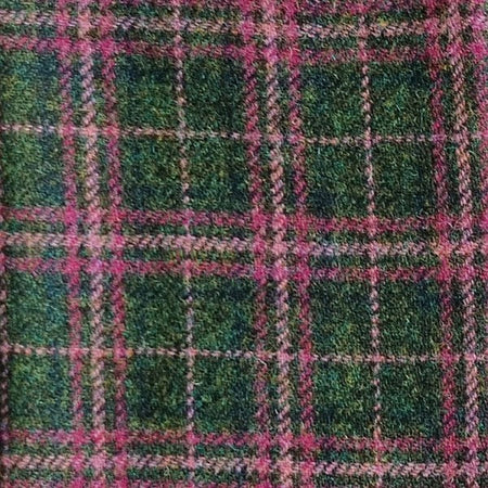 Harris Tweed in Dark Green & Plum Check