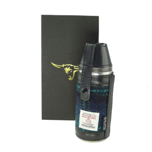 Harris Tweed Golf Flask in Turquoise Overcheck