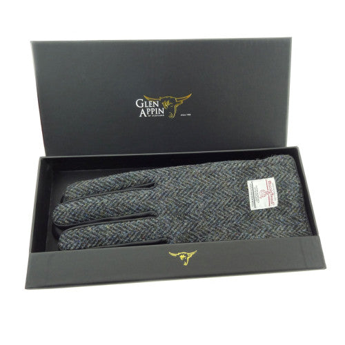 Harris Tweed & Gray Leather Gloves