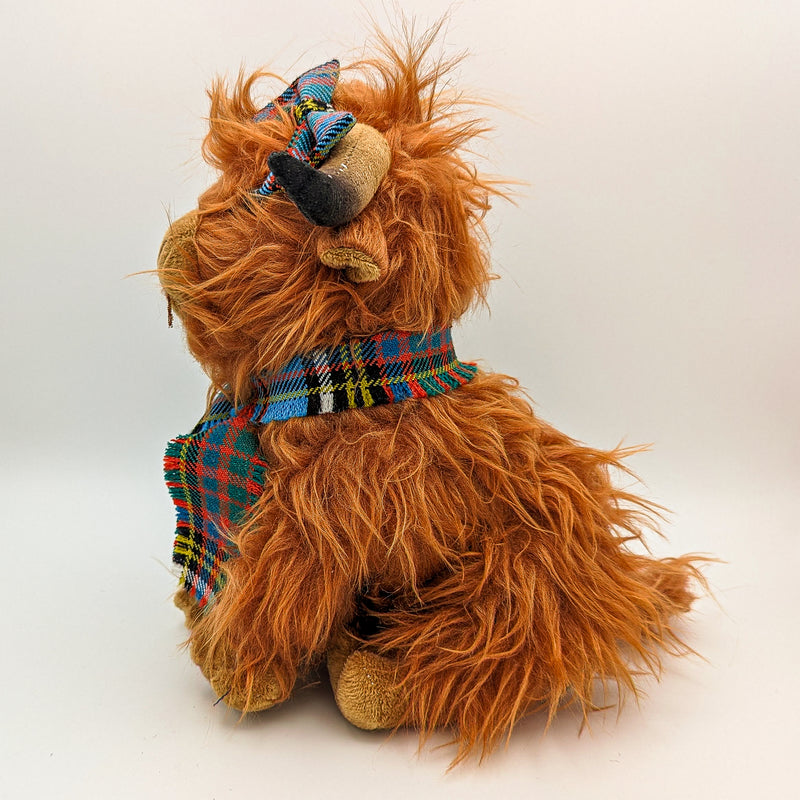 Highland Cow with  Anderson Tartan Scarf and Hair Bow