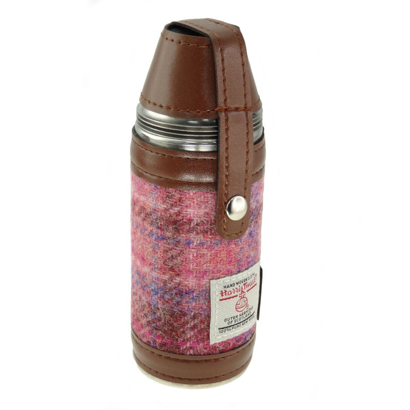 Harris Tweed Hunting Flask in Pink Check