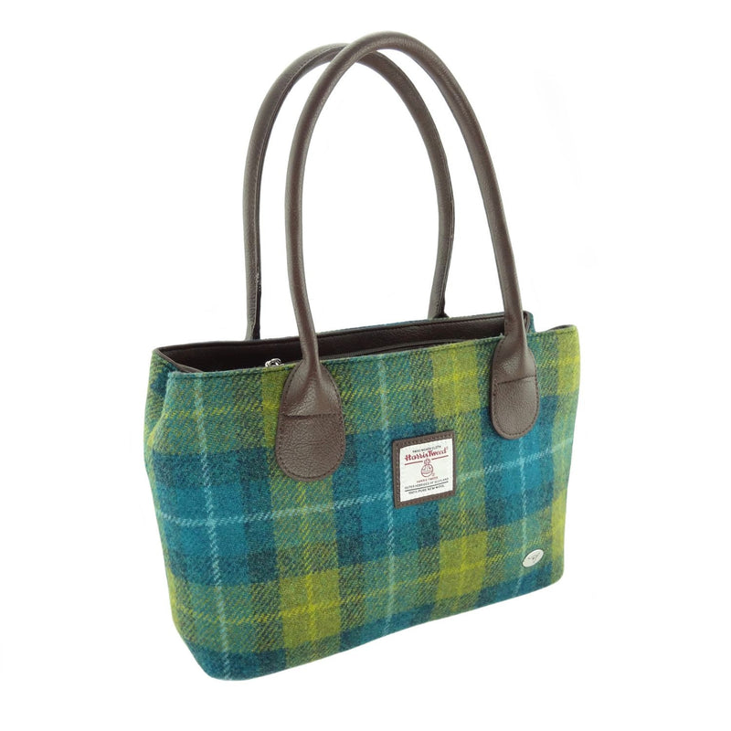 Harris Tweed Classic Handbag in Sea Blue & Green Check