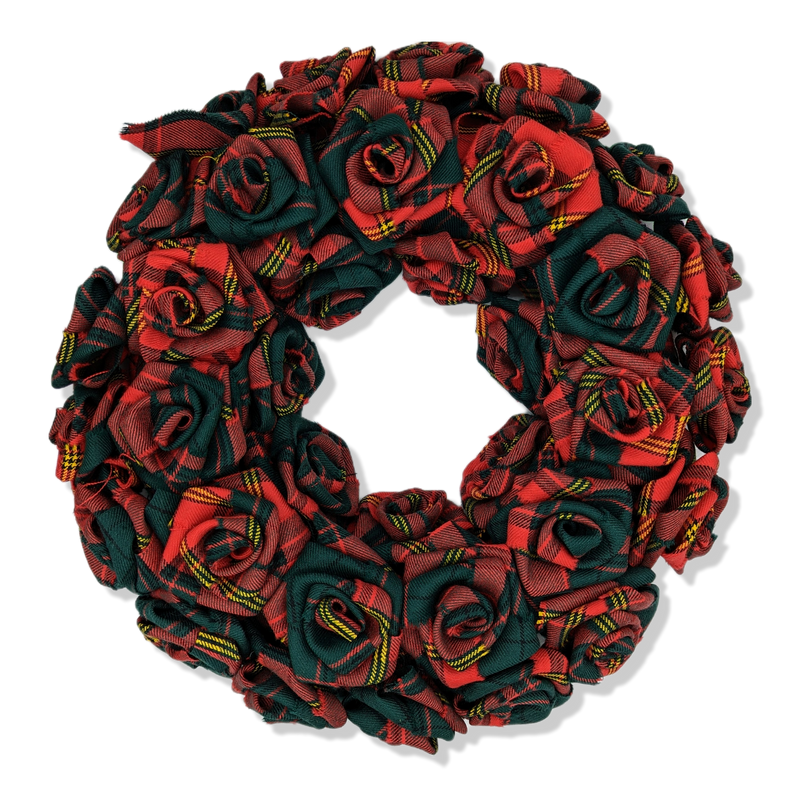 Ulster Red Tartan Rose Christmas Wreath